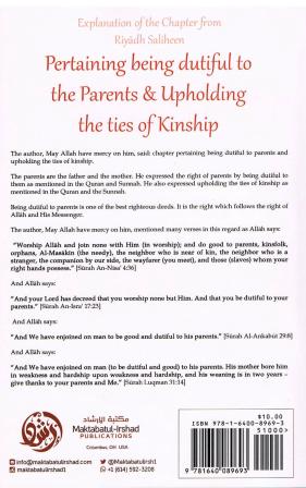 Explanation of the Chapter from Riyadh Saliheen Pertaining Being Dutiful to the Parents & Upholding the ties of Kinship