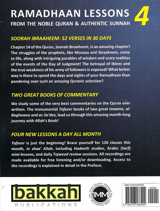 Ramadhaan Lessons from The Noble Quran And Authentic Sunnah Workbook 4