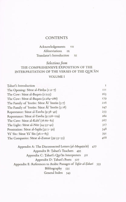 TABARI Selections from The Comprehensive Exposition of the Interpretation of the Verses of the Quran (2 Vols.)