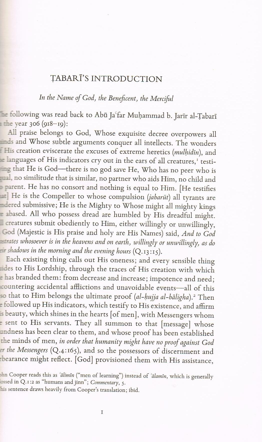 TABARI Selections from The Comprehensive Exposition of the Interpretation of the Verses of the Quran (2 Vols.)