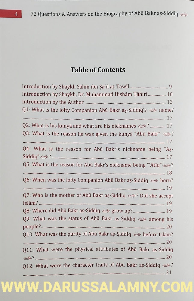 72 Questions &amp; Answers on the Biography of Abu Bakr as-Siddiq