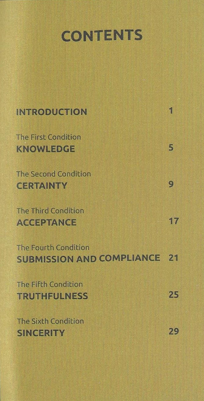 CONDITIONS OF LAA ILAAHA ILLALLAH