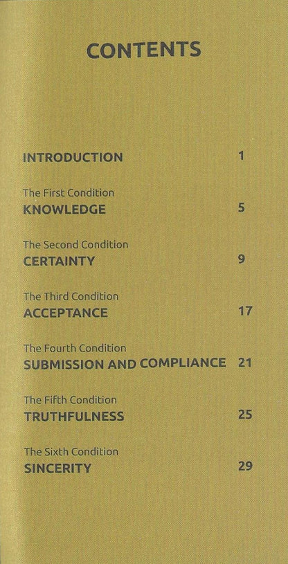 CONDITIONS OF LAA ILAAHA ILLALLAH
