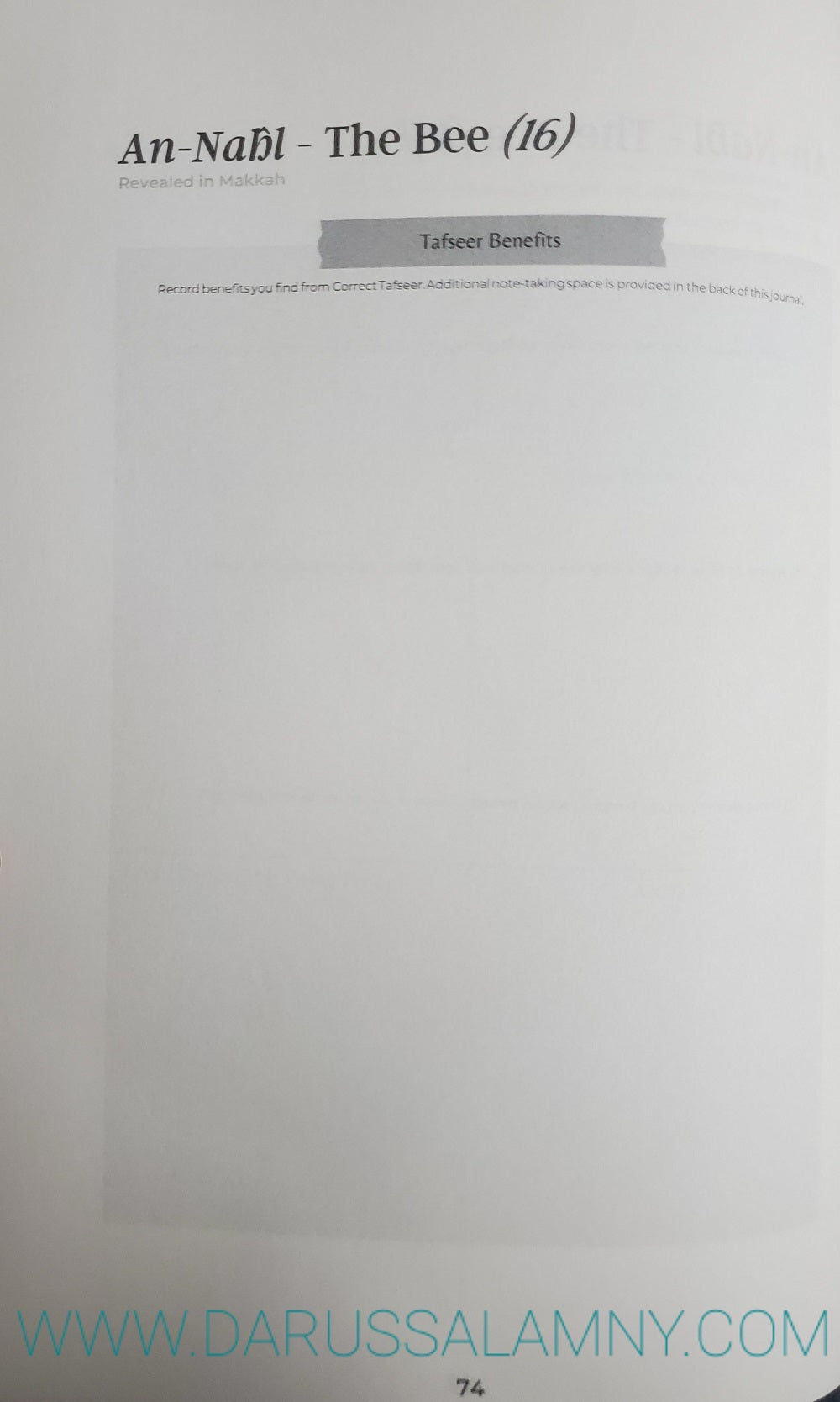 Contemplating over the Qurán-A Guided Reflection Journal
