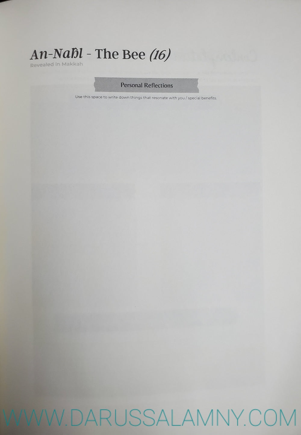 Contemplating over the Qurán-A Guided Reflection Journal