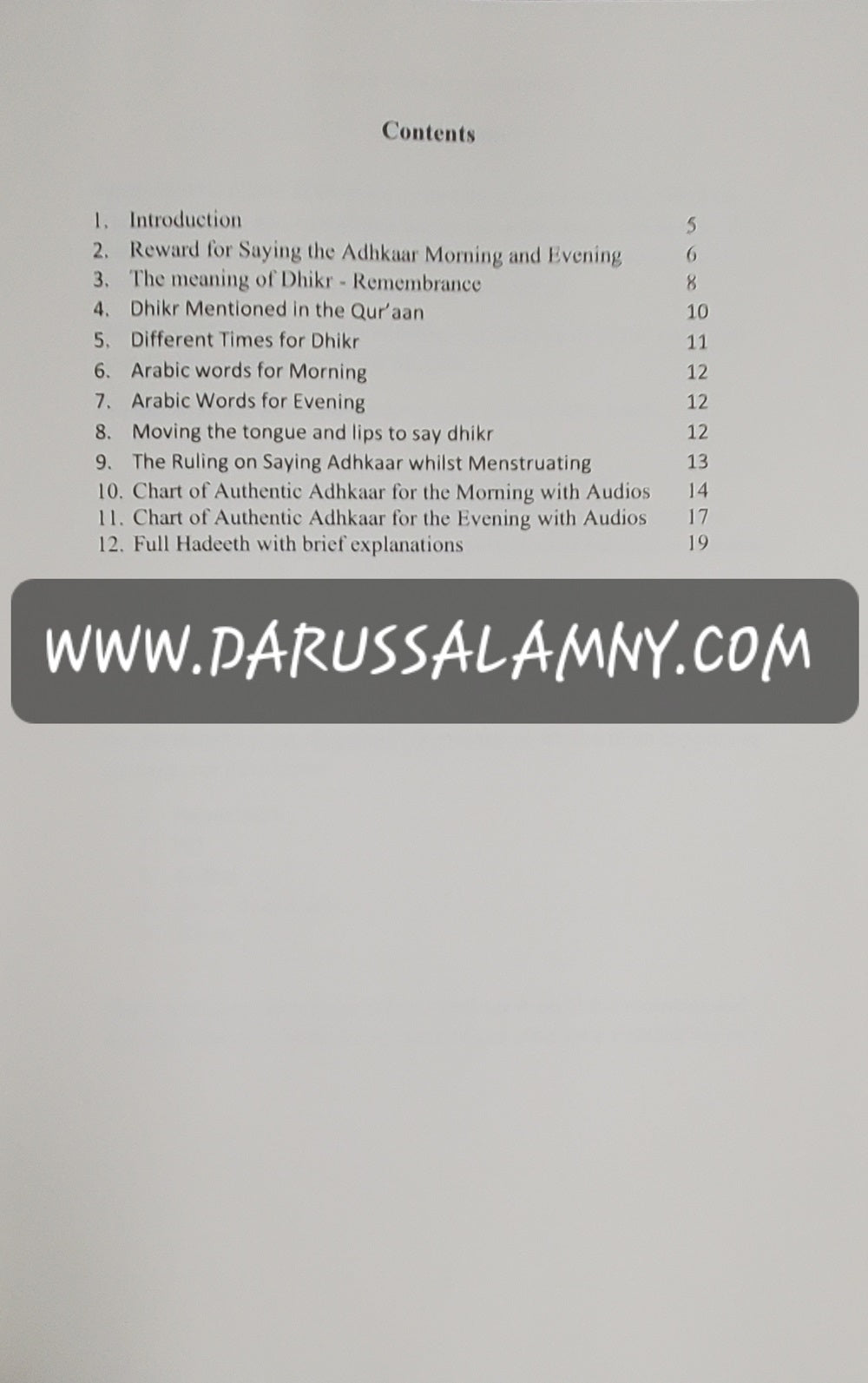 Dhikr for the Morning and Evening Remembrances and Supplications