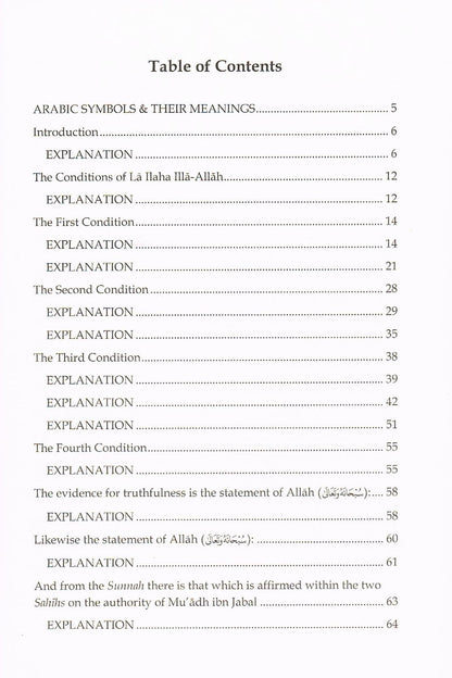Explanation Of the Conditions Of The Testimony Of Faith And It's Proofs