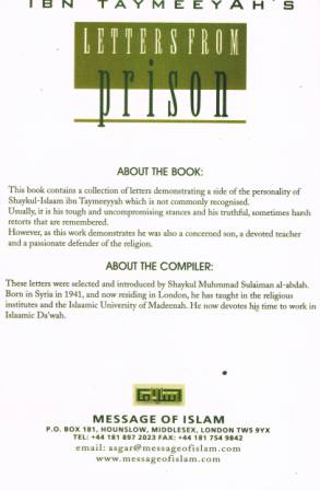 Ibn Taymeeyah's, Letters, Prison