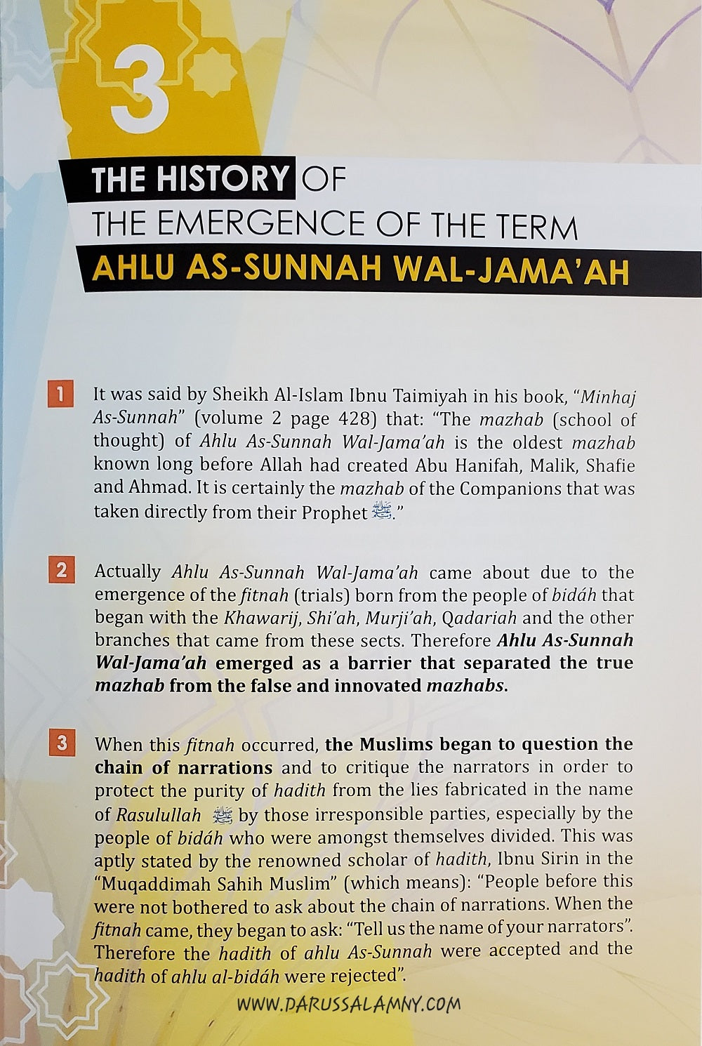 Manhaj (Fundamental Principles) of Ahlu As-Sunnah Wal-JamaÃ¡h (ASWJ)
