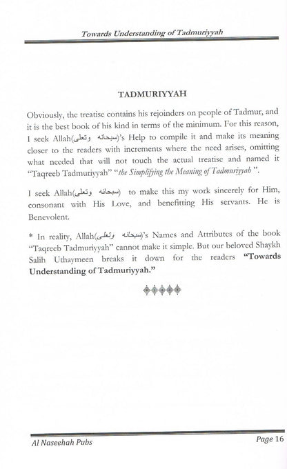 Towards Understanding of Tadmuriyyah