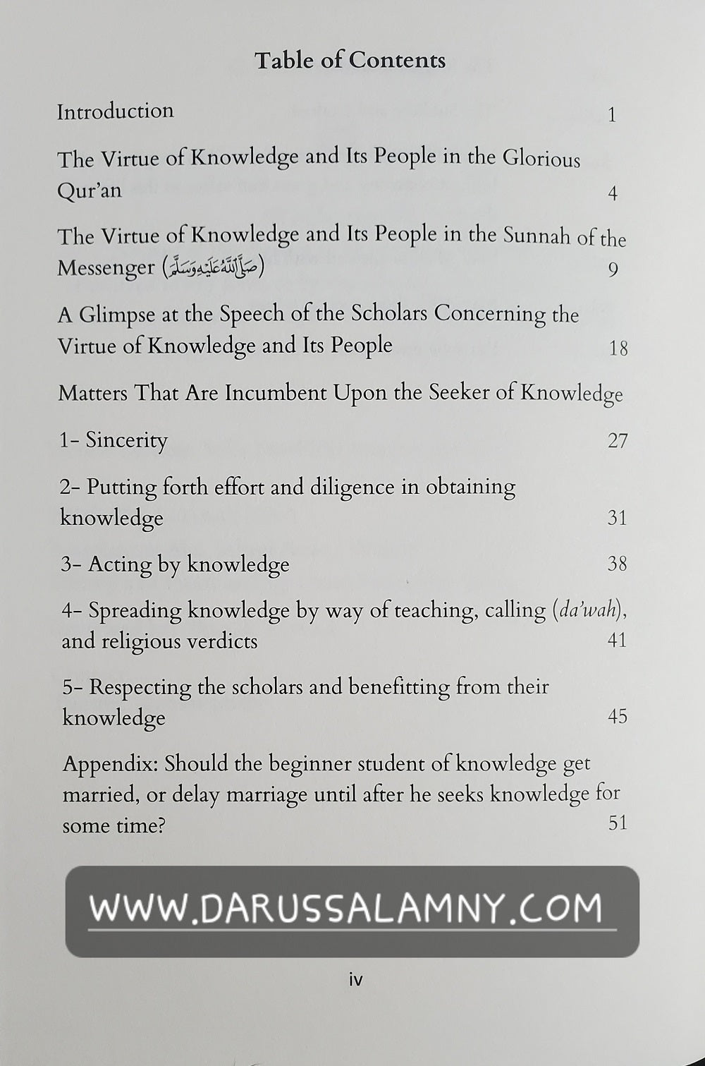 Selected Gems On the Virtue of Knowledge and Its People And the Mannerisms Which Are Incumbent Upon the Seekers of Knowledge