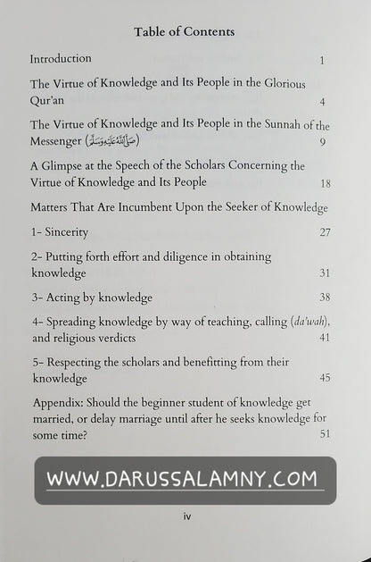 Selected Gems On the Virtue of Knowledge and Its People And the Mannerisms Which Are Incumbent Upon the Seekers of Knowledge