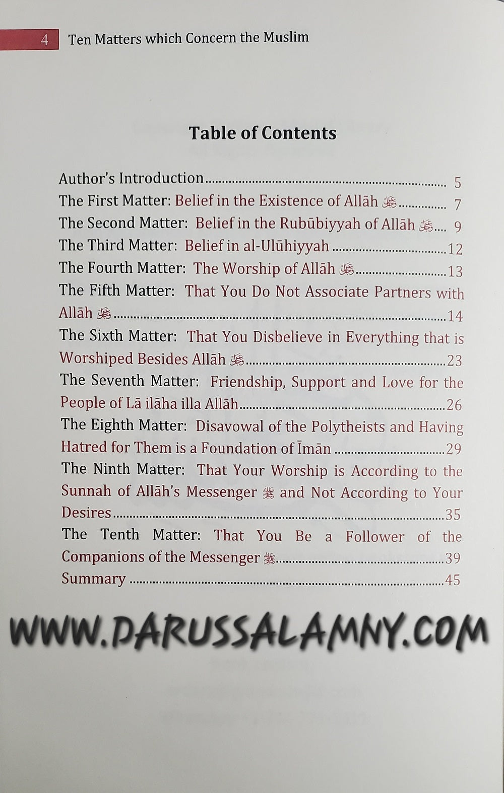 Ten Matters Which Concern the Muslim