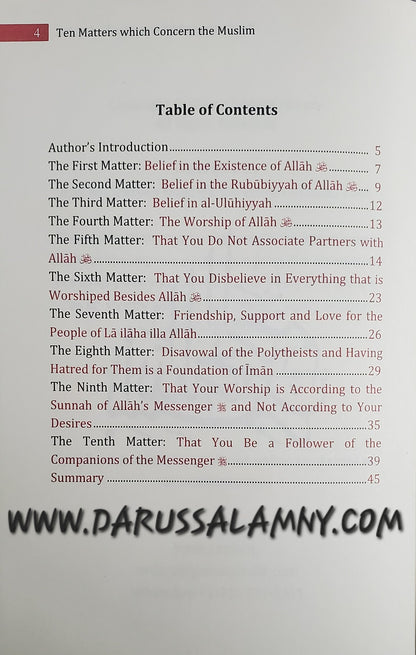 Ten Matters Which Concern the Muslim