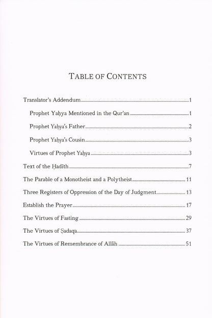 The Advice of Prophet Yahya Ibn Zakriya (PBUH)